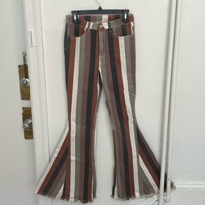Blushing Brunette Boutique Brown and White Maddy Striped Flares (S)